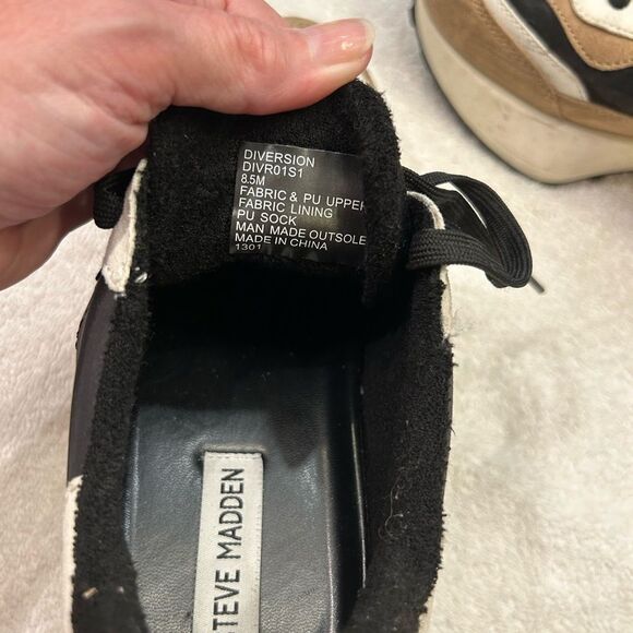 Steve Madden Black and Brown Sneakers with Suede and Leather - Picture 7 of 8